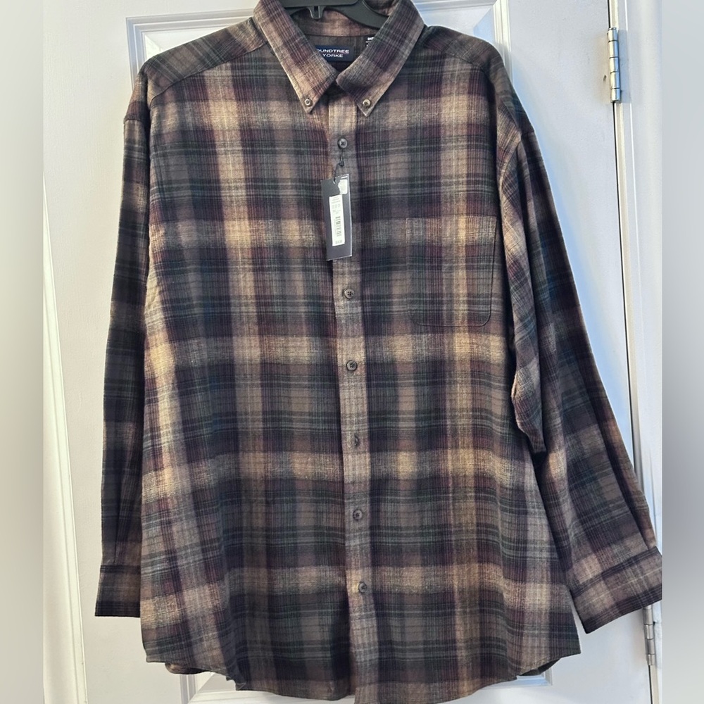Big Tall Roundtree & Yorke Button down Plaid 3XB